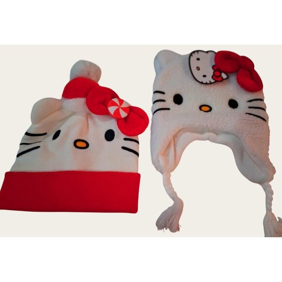 Hello Kitty Beanie & Fleece Hat Set Adult Osfa  NEW - Picture 1 of 10